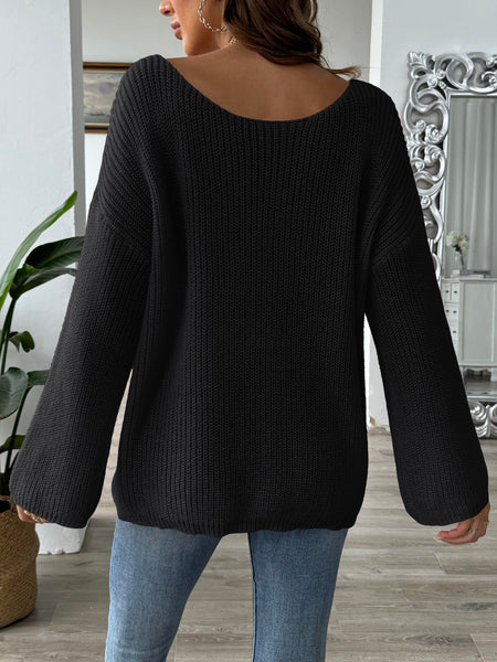 Flower Round Neck Long Sleeve Sweater