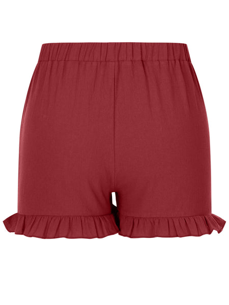 Frill Elastic Waist Shorts