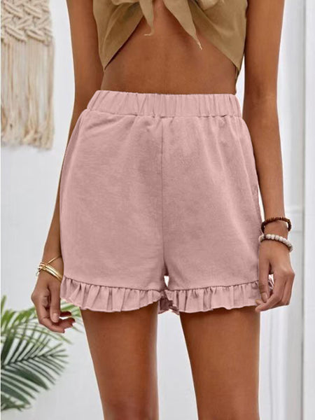 Frill Elastic Waist Shorts