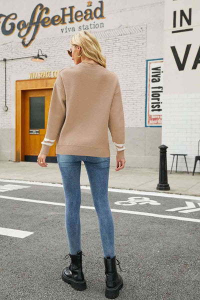 Graphic Round Neck Dropped Shoulder Sweater