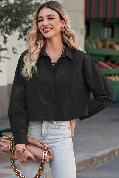 Button Up Dropped Shoulder Shirt