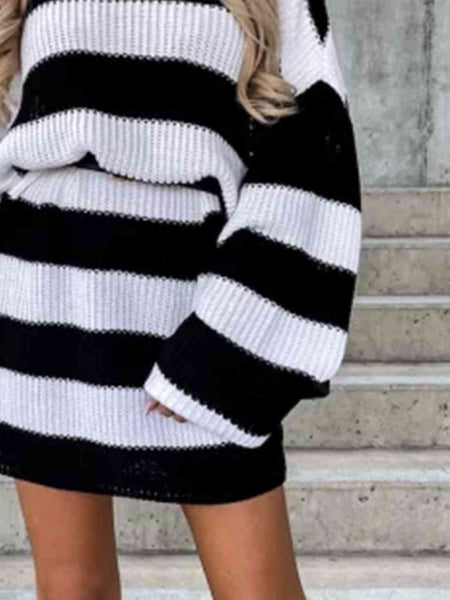 Striped Turtleneck Sweater Dress