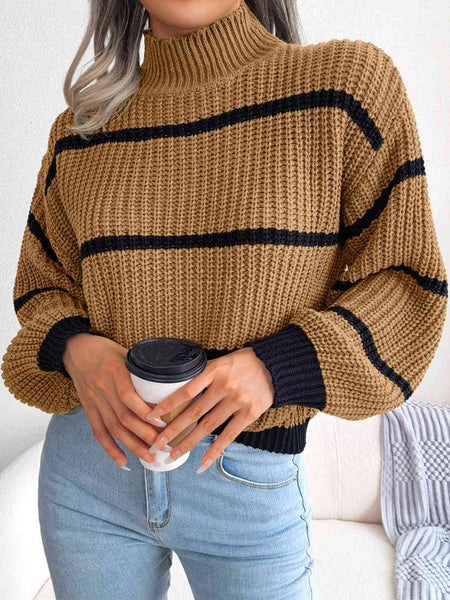 Striped Rib-Knit Sweater