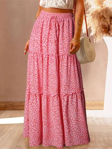 Frill Leopard Tiered Maxi Skirt