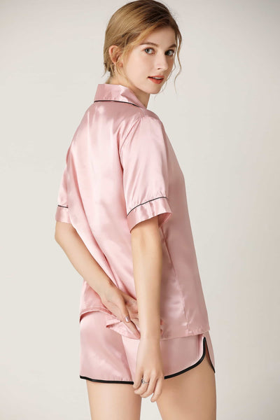 Lapel Collar Shirt and Shorts Lounge Set