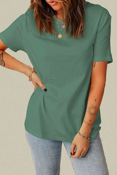 Distressed Round Neck Tee